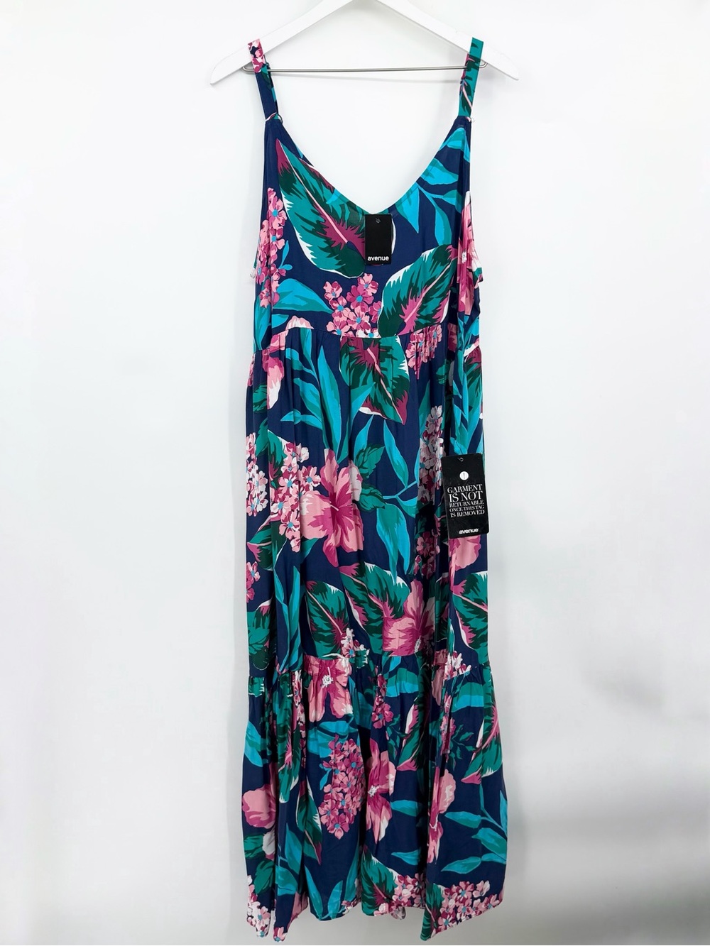 NWT Avenue Tropical Print Full Length Dress Adjustable Straps Plus Size 18/20